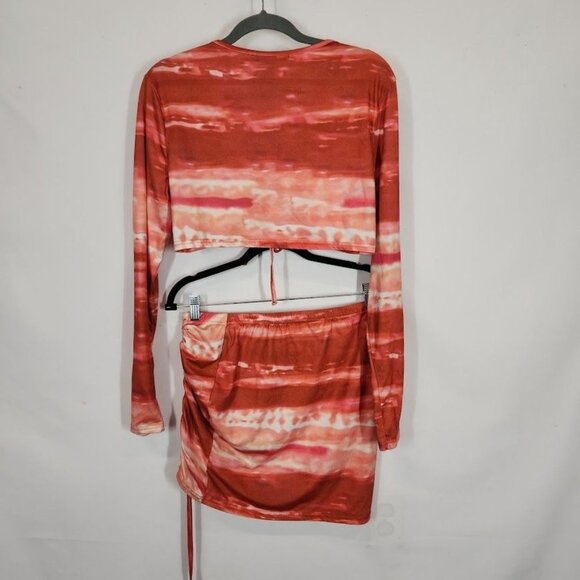 Shein Tie Dye Knot Front Top With Drawstring Bodycon Skirt - Size XL - Picture 5 of 15